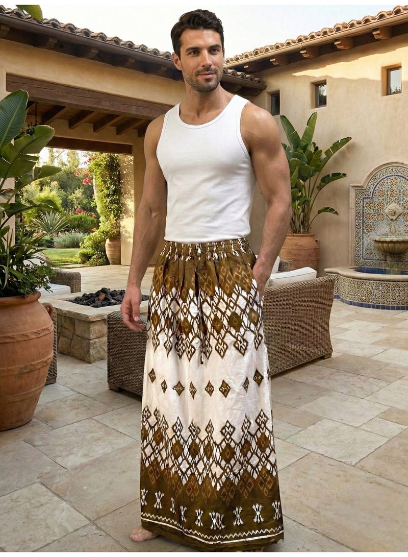 بهنس وزرة مطاط مع جيب جانبي للرجل فوطة رجالية وزرة صيفي مريحة جدا وباردة للرجال وزار رجالي معوز صارون صاروم اسباعية رجالية مناسب للمنزل والنوم وللرياضيين اوقات الصلاة - Image 1